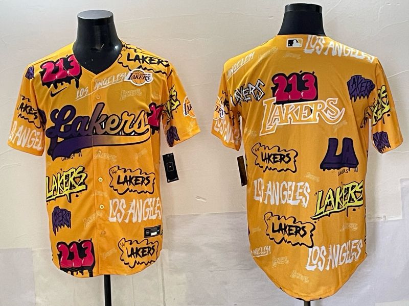 Men 2025 Los Angeles Lakers Blank Yellow NBA Nike jersey 011
